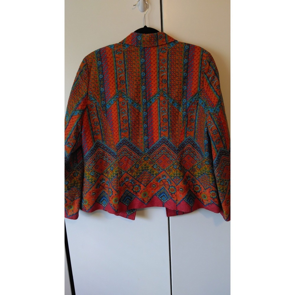 Coldwater Creek Womens Floral Geometric Print Blazer Jacket Size 16 Elegant